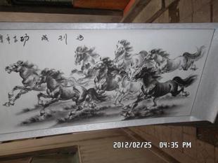 国画字画四尺 写意马 八骏图墨马墨八马马到成功 已装裱