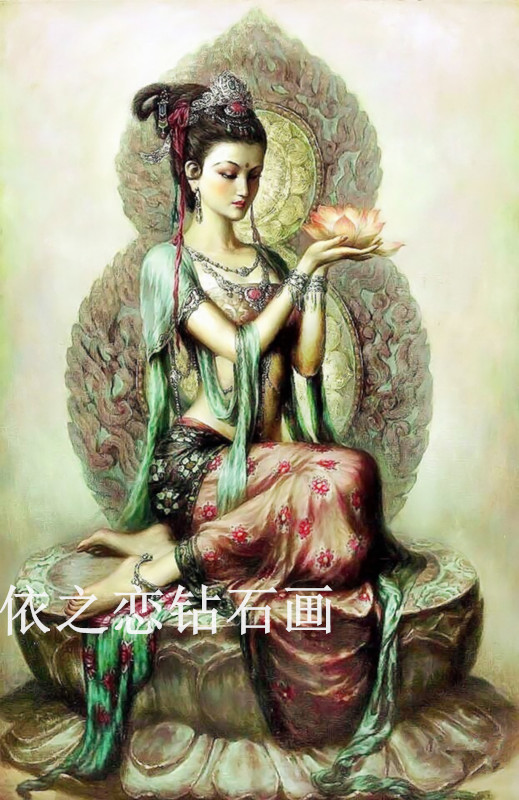 敦煌壁画美女人物系列钻石画十字绣中国风挂画方钻满钻客厅卧室