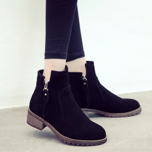 靴子女粗跟磨砂韩版马丁靴