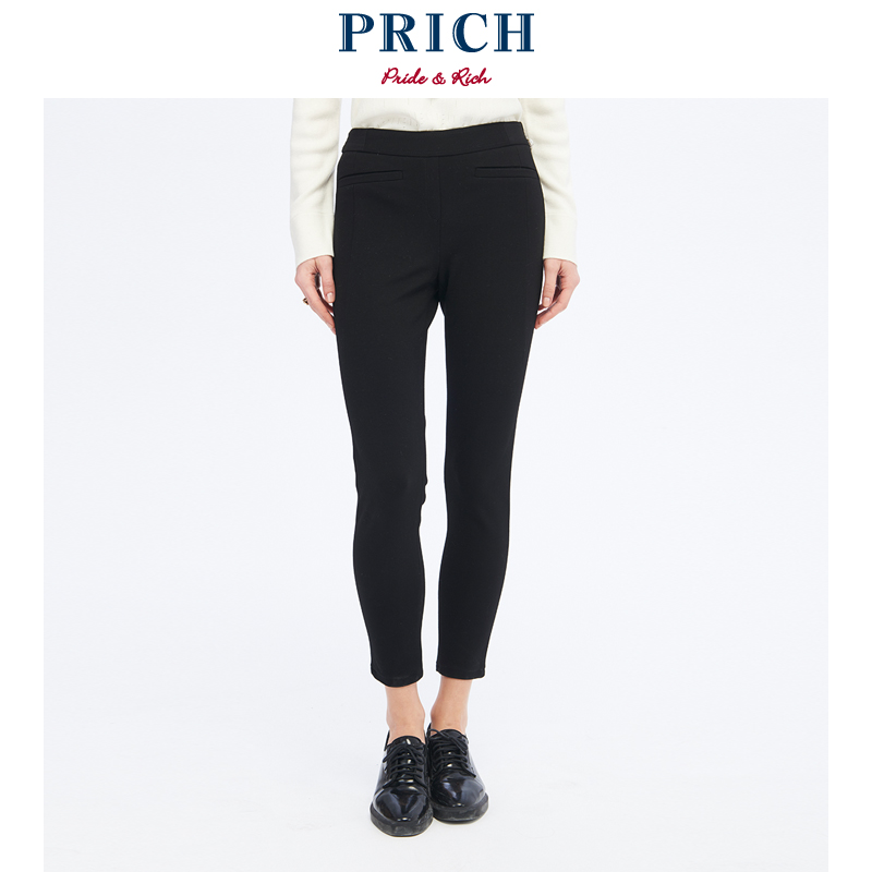 PRICH 2017秋冬新款时尚修身直筒长裤 通勤打底裤子女 PRTC74T02M
