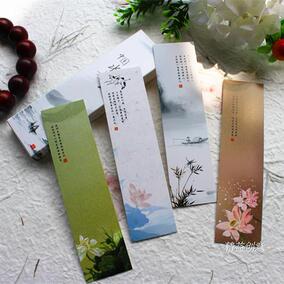 水彩桃花异形书签中国风 创意古风手绘卡片 复古古典学生文具礼物