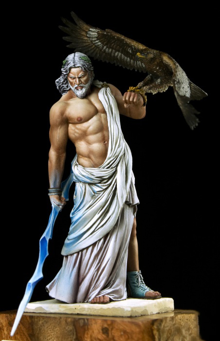 1/22树脂人物模型80mm古希腊天父宙斯与神鹰古代神话gk白模手办
