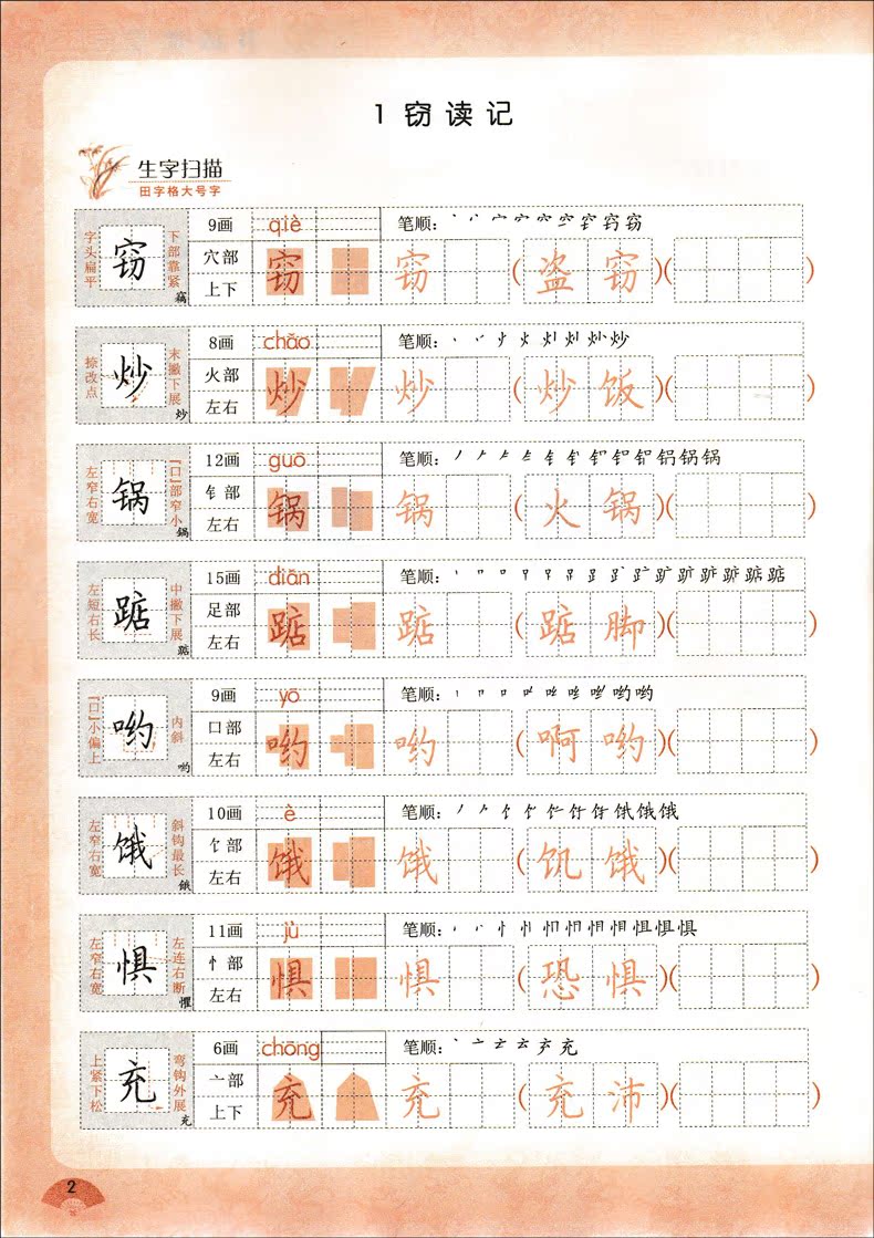 五年级上册字帖人教版 5年级上学期课本同步字帖 小学语文字帖写生字