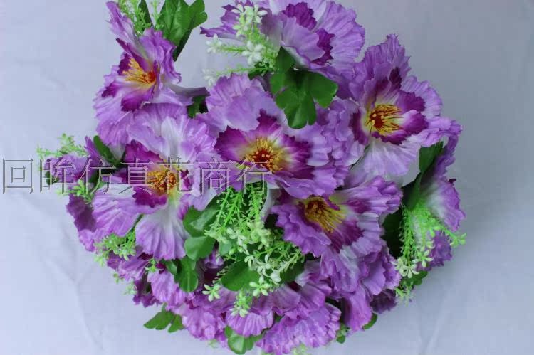 18头牡丹绢花清明花扫墓花手捧花束塑料花公墓插花装饰花假花批发
