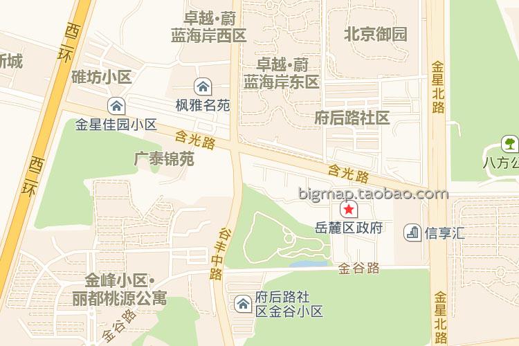 长沙市岳麓区街道地图高清定制房地产代理中介快递公司办公室画芯