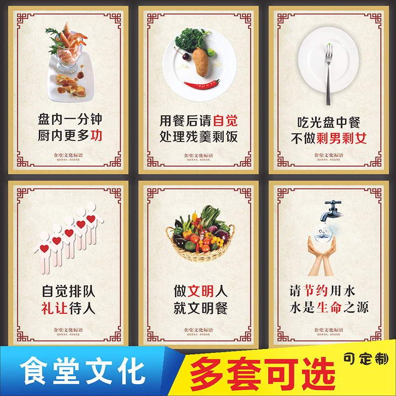 学校企业食堂标语文化工厂挂画宣传海报餐厅礼仪装饰宣传画墙贴
