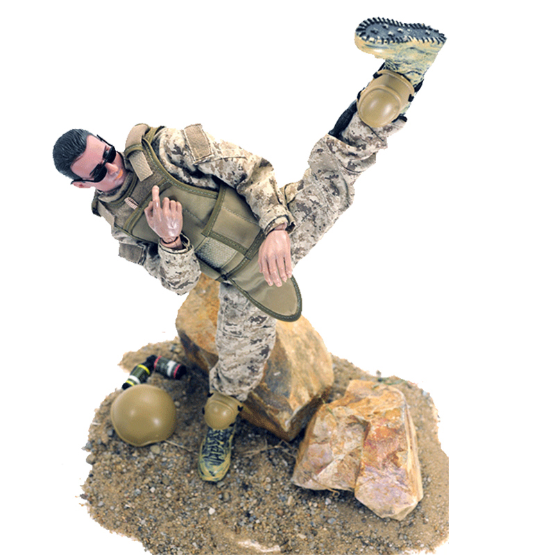 男儿童玩具1\/6兵人模型军事套装含武器装备 吃