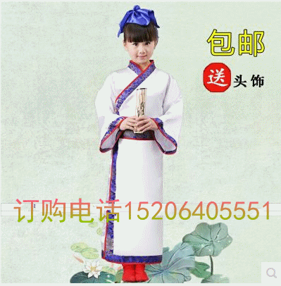儿童汉服书童古装男女中小学生三字经弟子规诵读表演出服装国学服