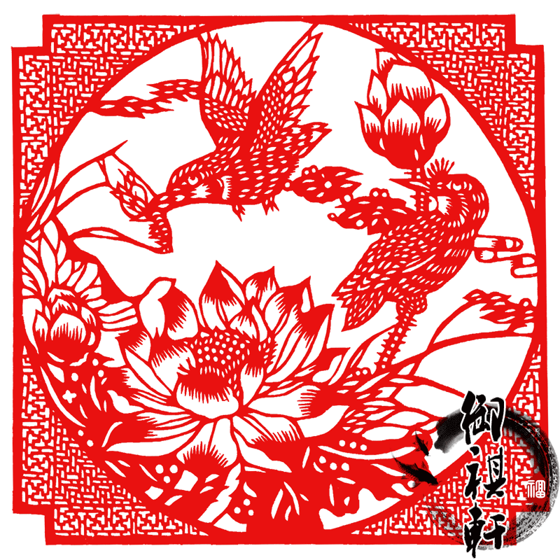 鸡年春节装饰雕刻纸中国特色年画礼品手工剪纸作品窗花玻璃贴花鸟