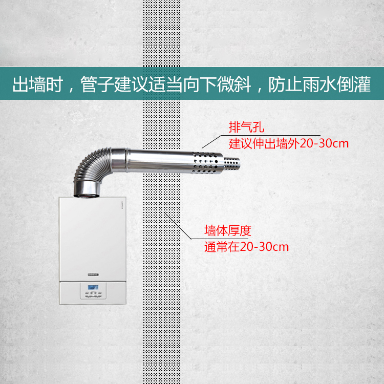 壁挂炉平衡式燃气热水器双层加厚不锈钢排烟管弯头烟囱出墙管套装