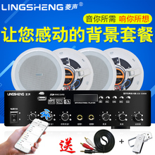 天花吊顶音箱背景音乐音响功放 5080B蓝牙吸顶喇叭套装 USB 菱声