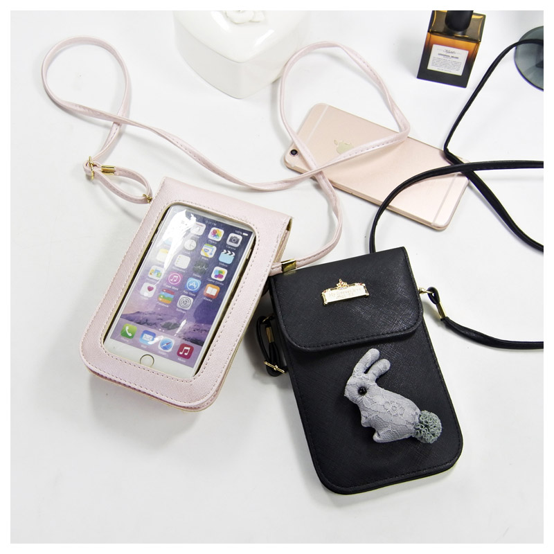 触屏手机包迷你斜挎小包可爱卡通兔子零钱包苹果6plus大屏手机袋