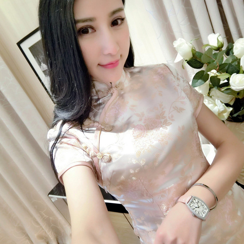 刘美人同款2017秋冬刺绣碎花提花高档夹棉小袄旗袍中长款连衣裙女