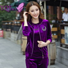 2017早春季大码时尚卫衣金丝天鹅绒休闲运动服套装女款春秋三件套