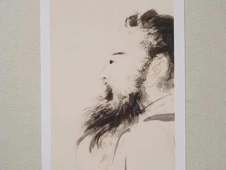 1:1张大千自画像写意人物画国画艺术微喷古代名画复制