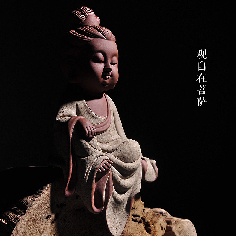 金团精品茶宠摆件大号紫砂茶宠观音如来茶宠创意家居茶玩茶具配件
