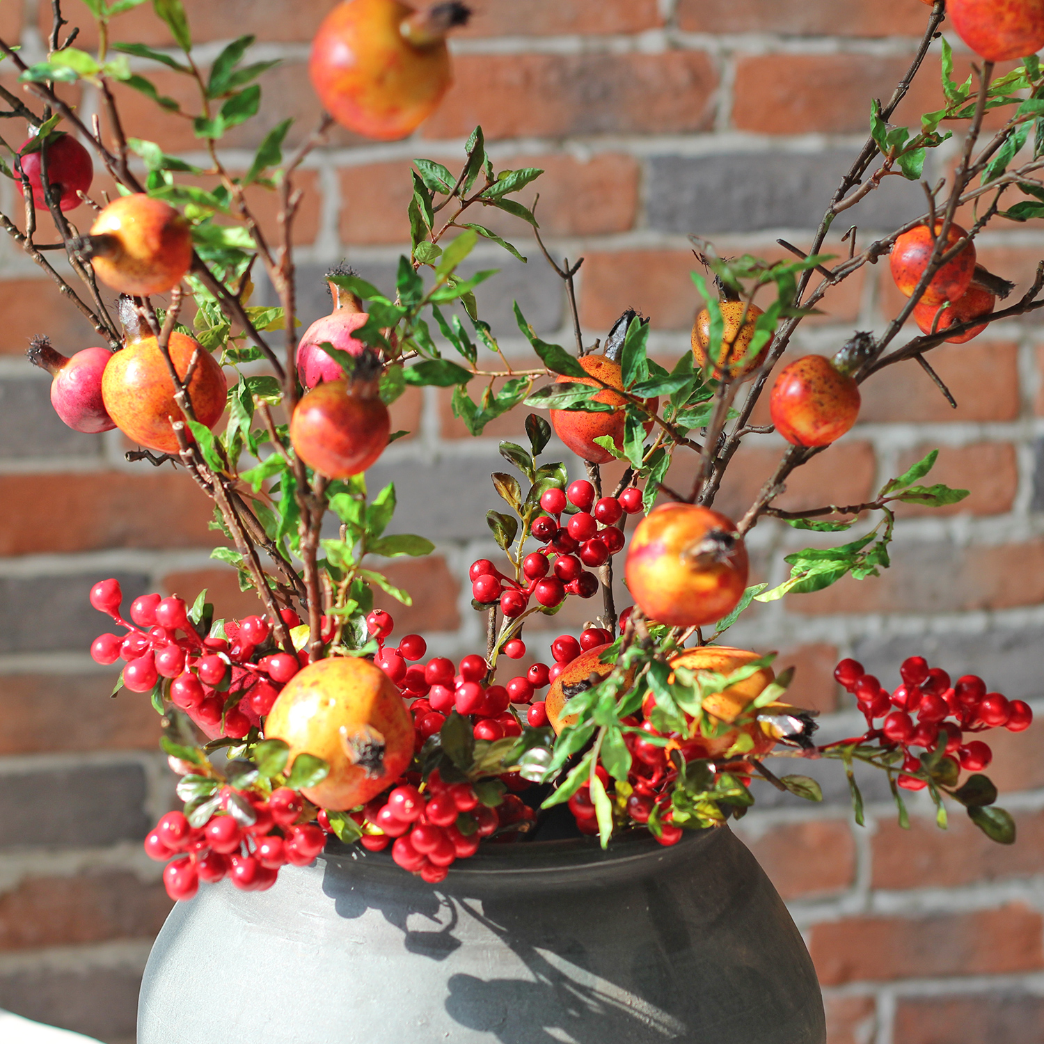 仿真花石榴浆果假水果树枝 家居客厅软装落地