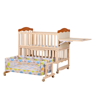 童舒乐婴儿床实木摇篮床加长侧翻变书桌大置物