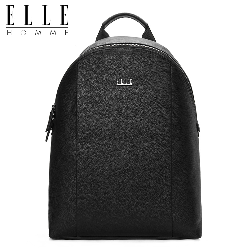 elle homme男包真皮背包男士商务旅行双肩背包青年学生书包电脑包