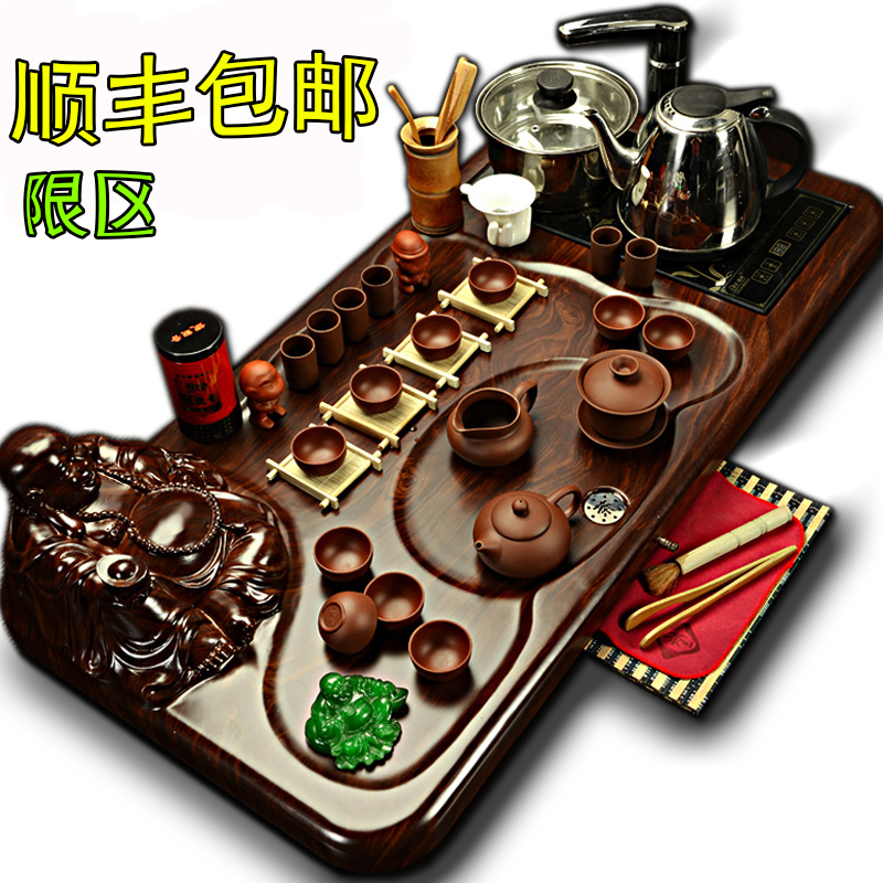茶具套装特价整套紫砂冰裂功夫茶具四合一茶盘茶海茶台茶道套装