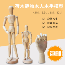 8英寸12英寸小木人木手木偶人可动人偶人体模型美术绘画关节人偶