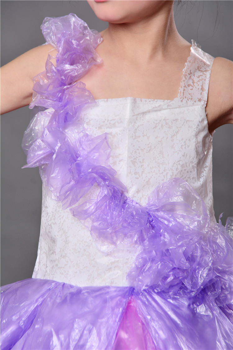 2016年新款儿童环保演出服 时装秀 塑料袋环保公主裙表演服亲子装