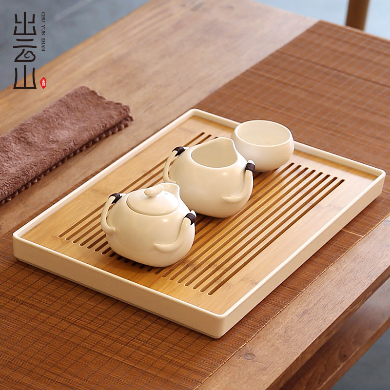 出云山 日式功夫茶具竹茶盘竹制茶台储水茶海茶托盘迷你小号 特价