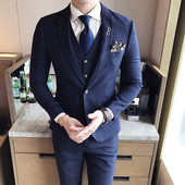 新郎装 商务正装 婚礼男士 西装 三件套修身 杰图亚西服套装