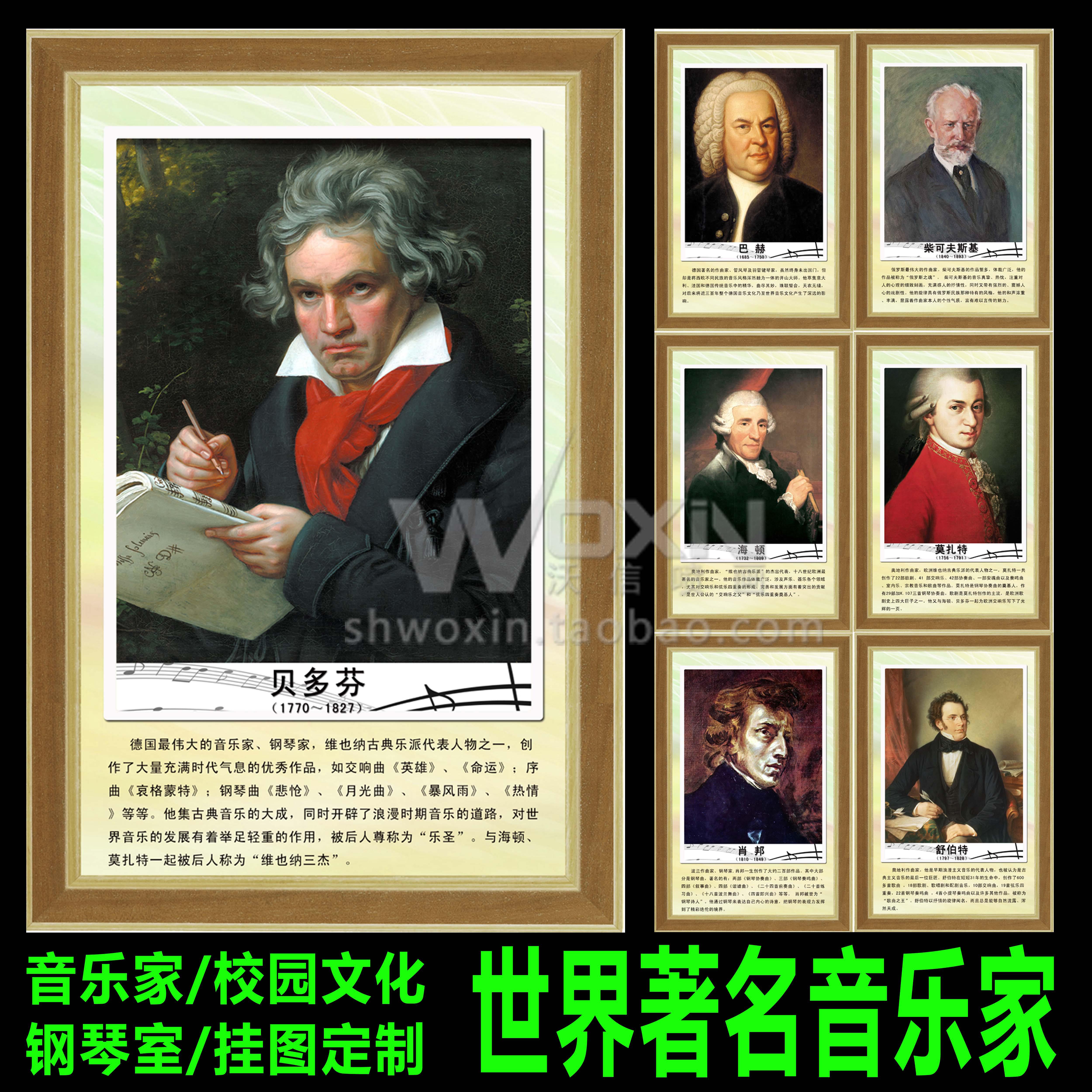 贝多芬肖邦莫扎特巴赫朗朗中外音乐家海报肖像钢琴家挂画装饰挂图