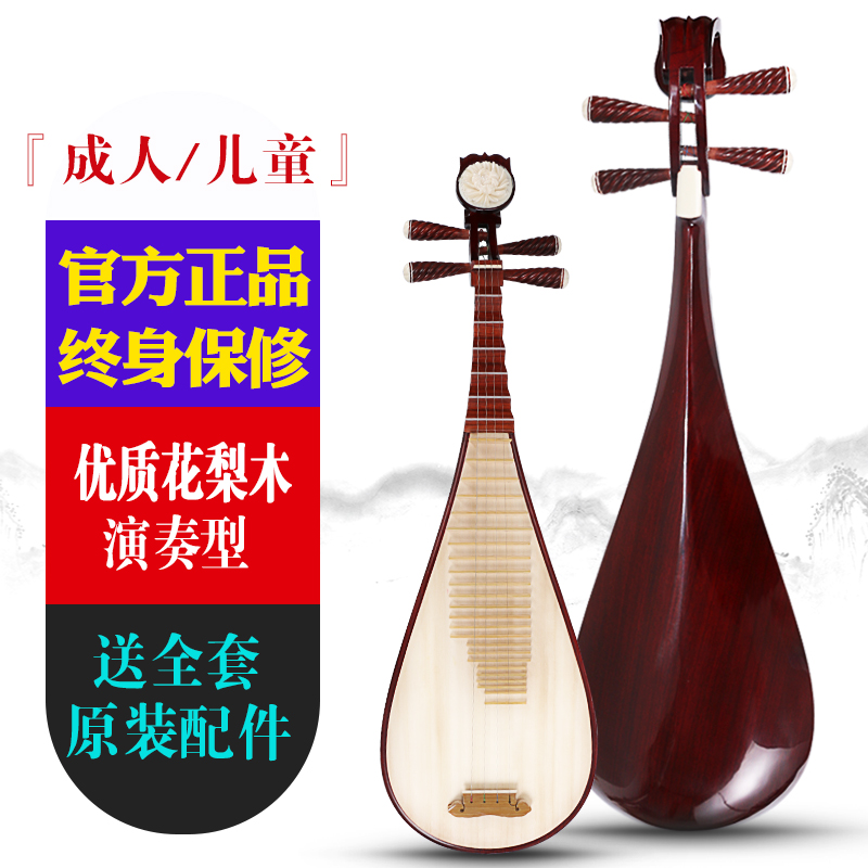 舒尔悦心红木琵琶乐器花梨木儿童大人琵琶可选初学考级演奏琵琶