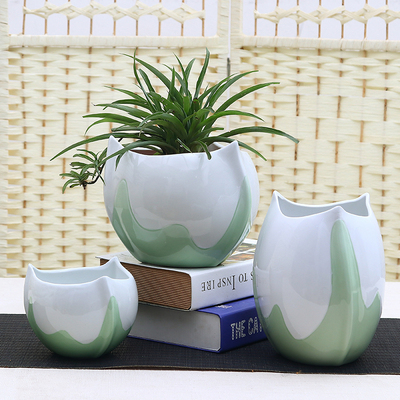 大号简约欧式青瓷花盆家庭室内精致创意陶瓷绿植物盆栽包邮
