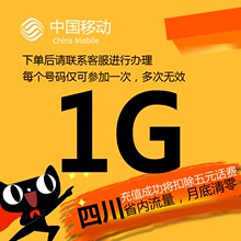 四川移动流量充值1G省内1000M加油包手机流量2g3g4g通用叠加特价