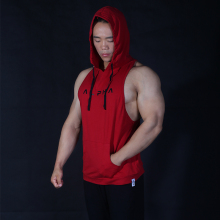 运动服跑步男 薄款 训练服健身衣修身 AlphaGym粗犷连帽肌肉背心帽衫