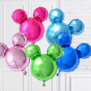 米老鼠 布置 米奇米妮卡通头像米老鼠形状铝膜空飘气球批发店面装饰
