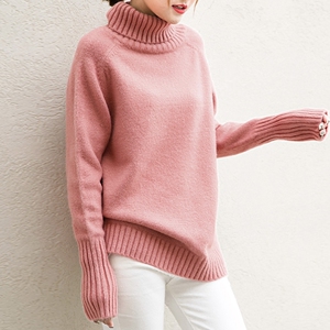 简约纯色高领针织衫