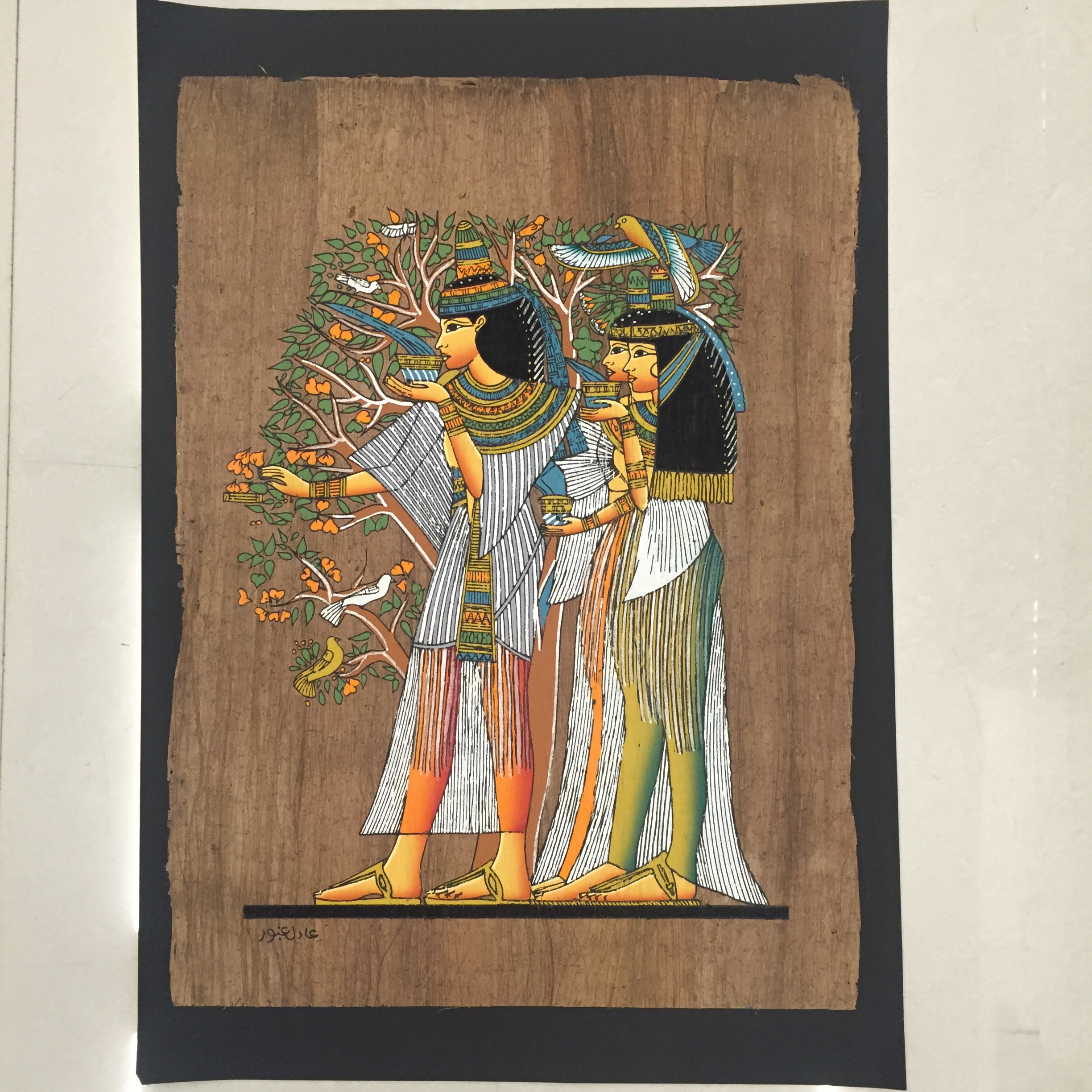 埃及纸莎画 阿努比斯 手绘生命之树 纸莎草特产 守财镇宅 摆件 - 360购物