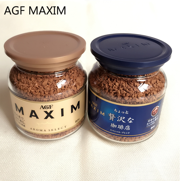 包邮日本agf 速溶咖啡马克西姆无糖纯咖啡蓝瓶80g 金瓶80g