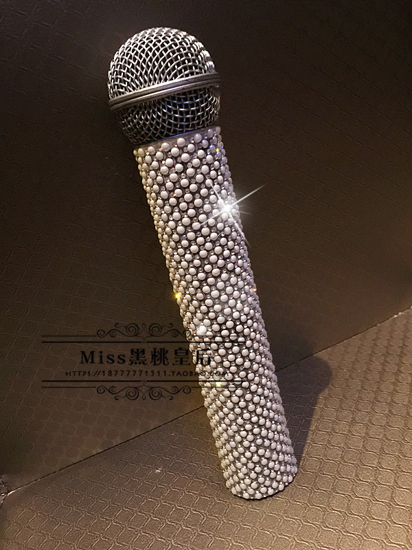 包邮珍珠镶钻话筒套 麦克风保护套水晶话筒套 歌手主持婚庆礼仪
