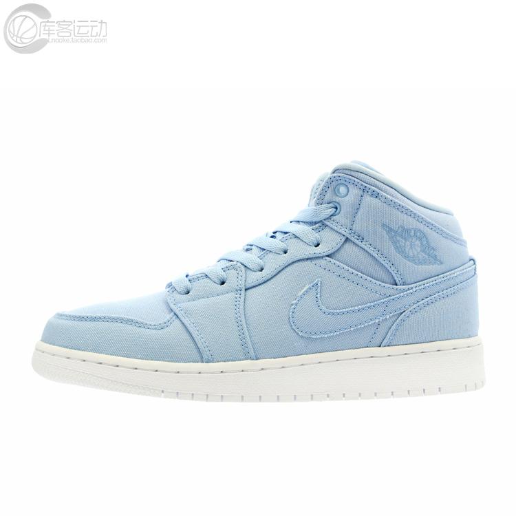 库客air jordan 1 aj1樱花粉天蓝牛仔帆布 554725-620-425