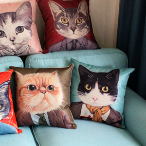 可爱猫咪印花抱枕