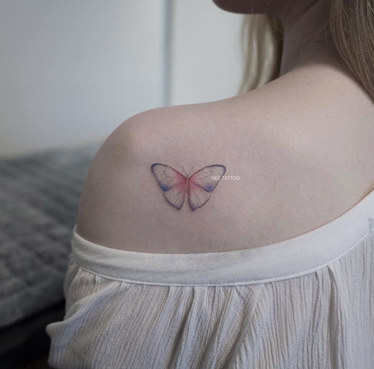 hge tattoo 独家手绘 防水纹身贴 肩头透明蝴蝶纹身贴 557