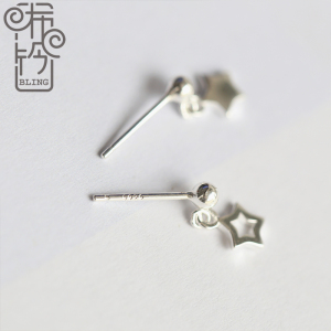 bling手作星星银饰耳环