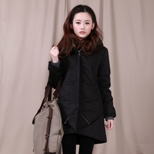 工装 女装 棉服纯棉布衣A型加厚保暖休闲棉袄冬装 中长款 胖妹妹大码