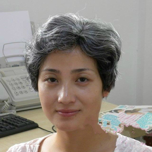 舞台表演cos假发女士白头发中老年人短卷发花白发套老太太老奶奶