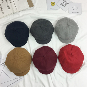 休闲百搭黑色八角帽