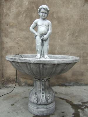 欧式屋顶花园鱼池流水喷泉装饰摆件*佳艺雕塑*小孩撒尿水景摆设