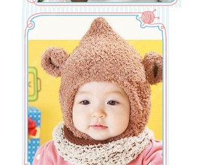 护耳帽宝宝尖顶帽纯手工编织儿童帽子长毛绒绒线毛线帽婴儿韩版