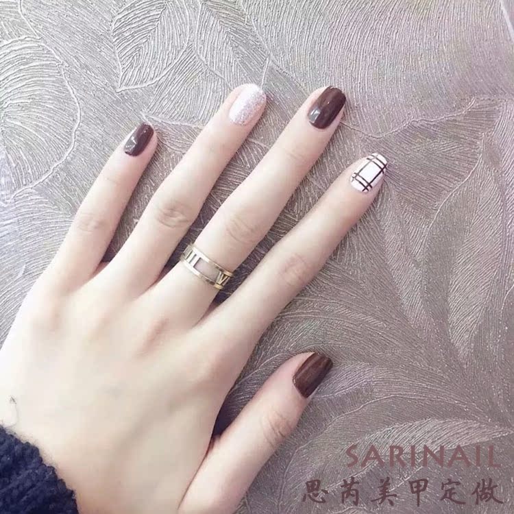 正品[美甲假指甲贴片膜纸]美甲成品指甲贴片评