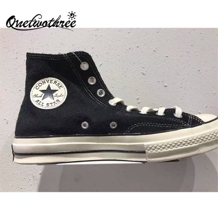 匡威converse 1970s三星标 现货 黑色翻毛皮 高帮板鞋 157453c
