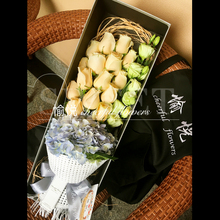 玫瑰礼盒大连鲜花速递同城送花香槟粉蓝红白送手提袋520节女人节